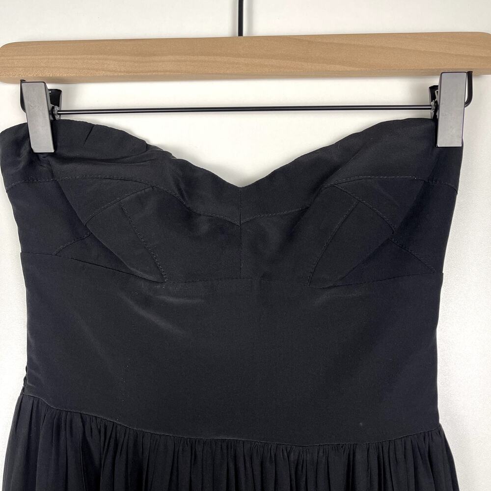 Amanda Uprichard Black Strapless‎ Silk Midi Dress Small Cocktail Party Revolve - Picture 5 of 16